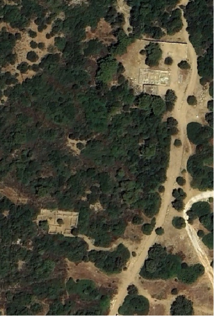 Ιερό Νεμέσεως και αρχαία οικία από ψηλά