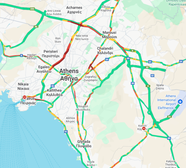 Χάρτης με την κίνηση τώρα