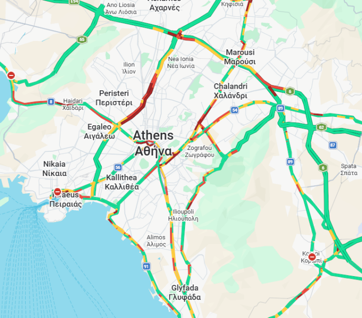 Κίνηση τώρα: Οι δρόμοι με μποτιλιάρισμα αυτήν την ώρα στην Αθήνα 