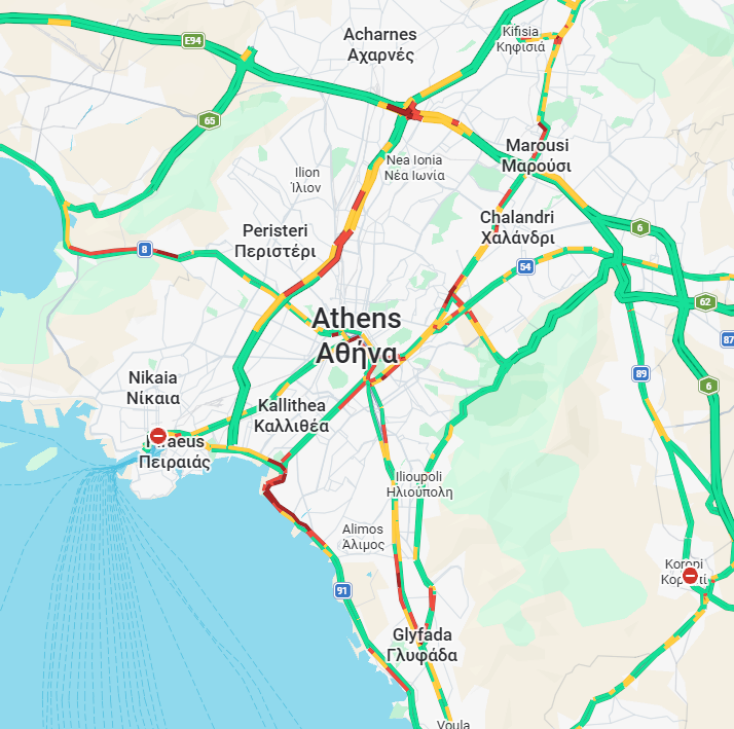 Κίνηση τώρα στην Αττική