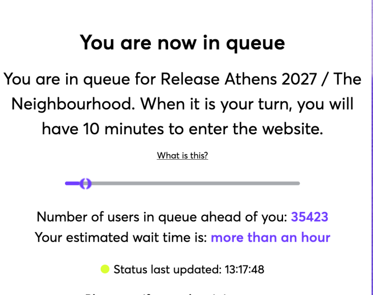 Μεγάλη ζήτηση για τους The Neighbourhood στο Release Athens 2027 – πάνω από 35.000 χρήστες στην ουρά για τη συναυλία στο Markopoulo Complex.