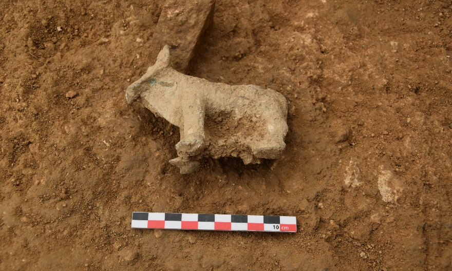 Αμάρυνθος: χάλκινο ειδώλιο ταύρου από τον αποθέτη του υστεροαρχαϊκού ναού της Αμαρυσίας Αρτέμιδος