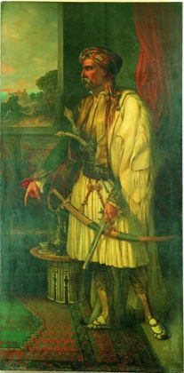 Προσωπογραφία έλληνα αγωνιστή, ίσως του Θεόδωρου Κολοκοτρώνη.                    	Ελαιογραφία άγνωστου, Γερμανού μάλλον ζωγράφου, απότμημα ευρύτερης 	σύνθεσης, όπως αποκαλύφτηκε μετά τον καθαρισμό. 