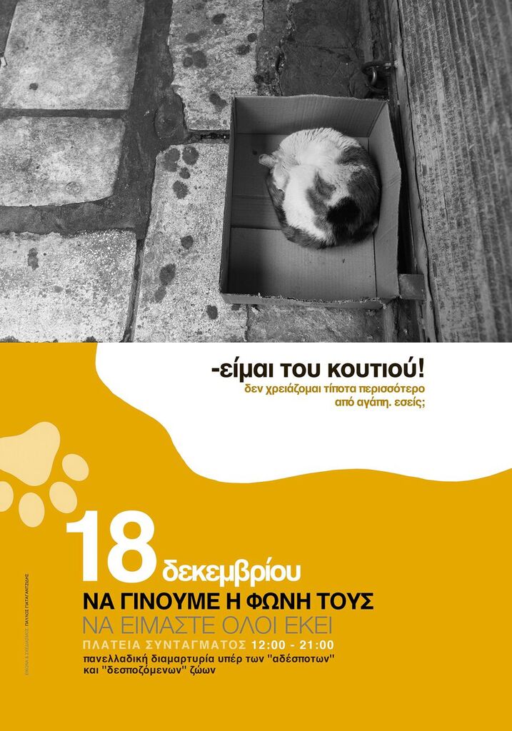 Πανελλαδική διαμαρτυρία για να βάλουμε τέλος στην κακοποίηση των ζώων