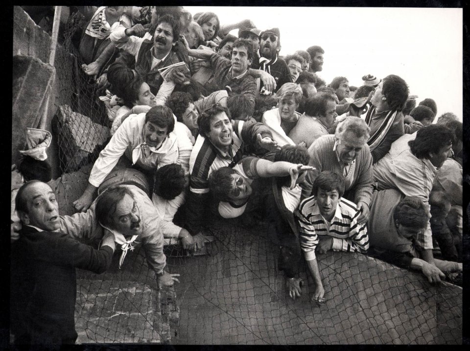 Eamonn McCabe (British, born 1948). Heysel Stadium Disaster, 1985. Gelatin silver photograph, 16 x 20 in. (40.6 x 50.8 cm). Courtesy of the artist Eamonn McCabe (British, born 1948). Heysel Stadium Disaster, 1985. Gelatin silve