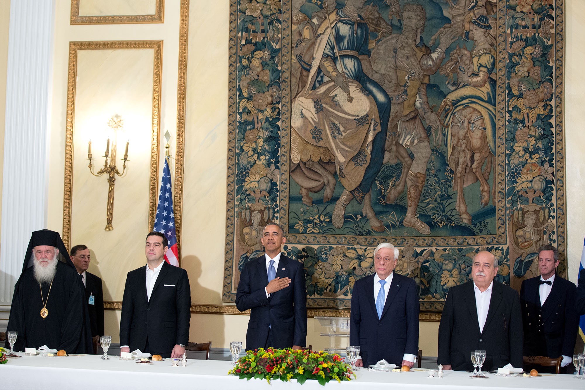 Στο δείπνο που παρατέθηκε προς τιμήν του στο Προεδρικό Μέγαρο
