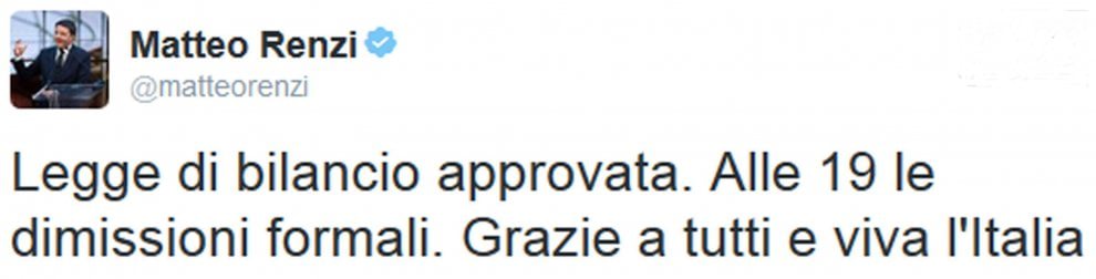 Ο Ματέο Ρέντσι υπέβαλε επίσημα την παραίτηση του Ο Ματέο Ρέντσι υπέβαλε επίσημα την παραίτηση του