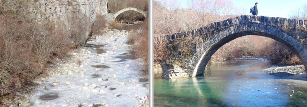 Πάγωσαν ακόμα και τα ποτάμια στα Ιωάννινα Πάγωσαν ακόμα και τα ποτάμια στα Ιωάννινα
