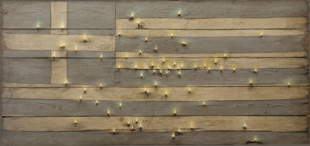 Εθνική μνήμη ΙΙ ζωγραφισμένο με χρώματα λαδιού σε πανί και ξύλο, 93x200 εκ., 2011.