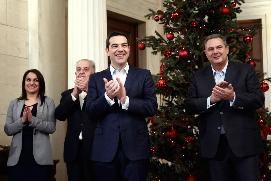 Αλέξης Τσίπρας, Αλέξος Φλαμπουράρης, Πάνος Καμμένος,  Ιωάννα Πεππέ