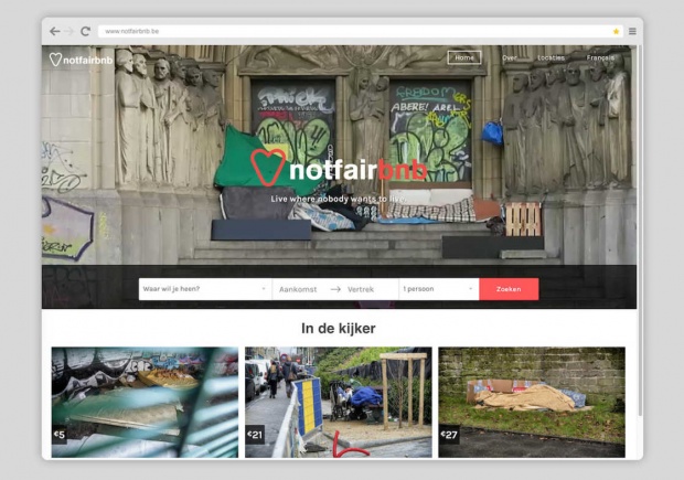 Ένα ψεύτικο Airbnb για αληθινούς άστεγους Ένα ψεύτικο Airbnb για αληθινούς άστεγους