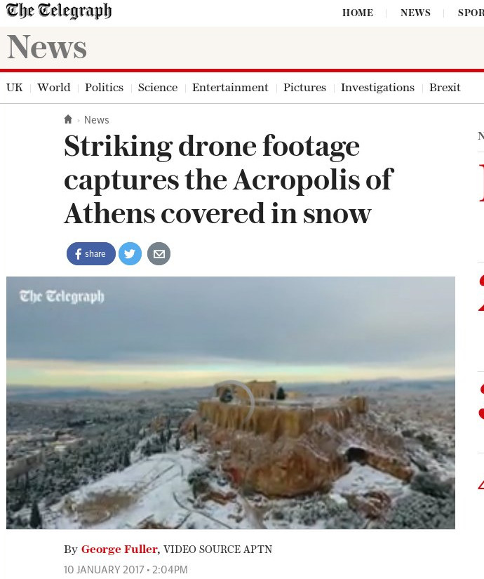 Όλος ο πλανήτης παραμιλάει με τη χιονισμένη Ακρόπολη