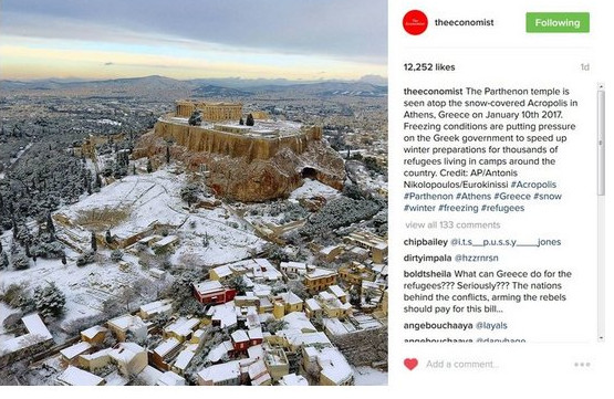 Όλος ο πλανήτης παραμιλάει με τη χιονισμένη Ακρόπολη