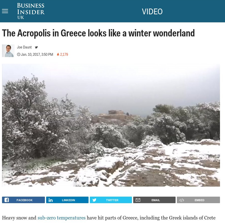 Όλος ο πλανήτης παραμιλάει με τη χιονισμένη Ακρόπολη