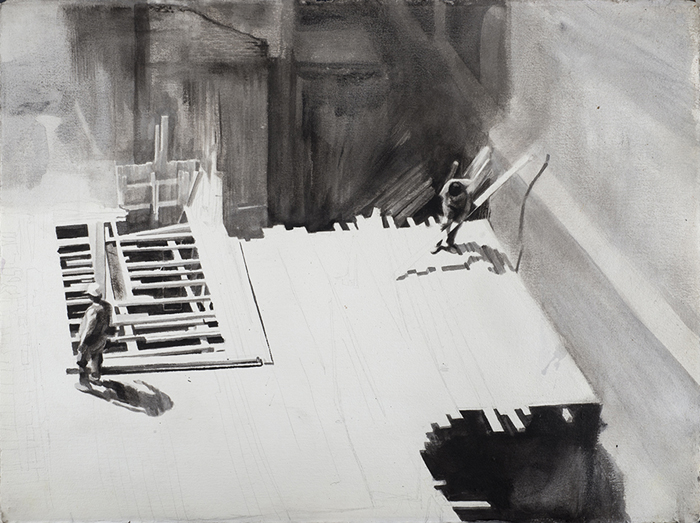 Μίλτος Γκολέμας, Λιοπύρι, ακρυλικό σε χειροποίητο χαρτί