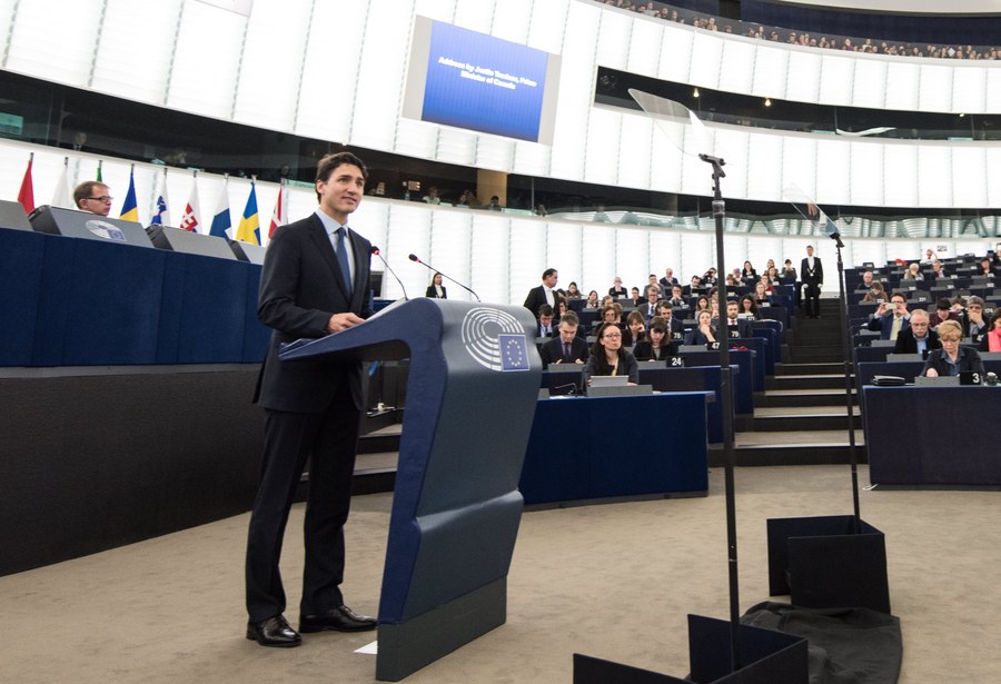 Ο Τριντό στο Ευρωκοινοβούλιο