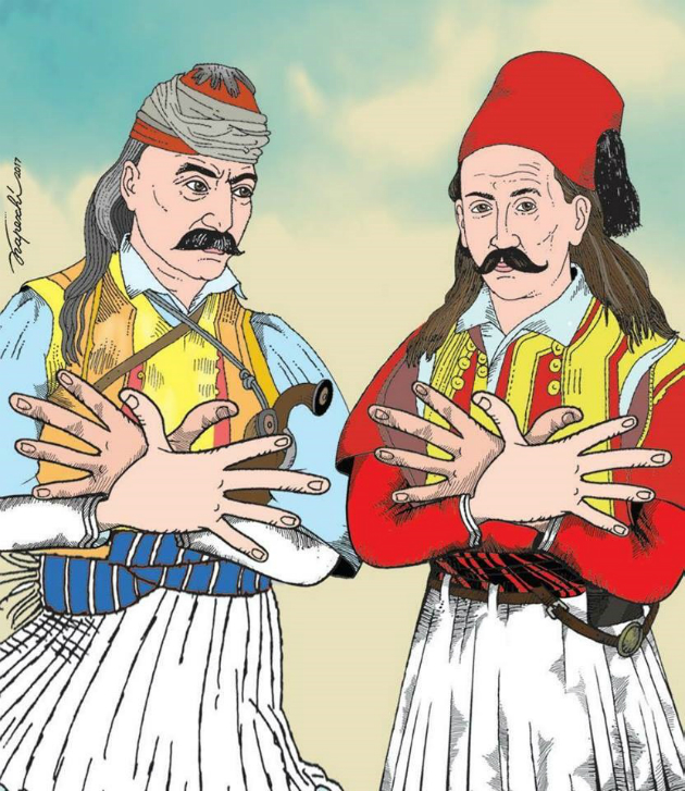 Κολοκοτρώνης και Μπότσαρης σχηματίζουν τον αλβανικό αετό 