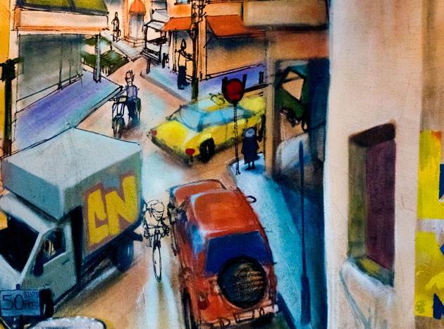 Μια Belleville από σπρέι © Alex Grymanis Trippin on Belleville. Η full color τοιχογραφία που υπογράφουν οι Billy Gee, Alex Martinez και Lune82 κάνει αυτή την εβδομάδα εντυπωσιακά εγκαίνια