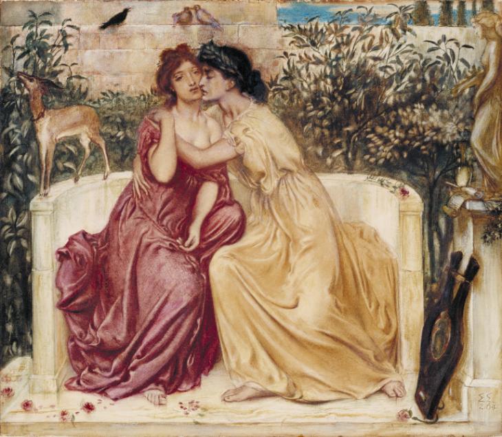 Sappho and Erinna in a Garden at Mytilene by Simeon Solomon (1864), Tate