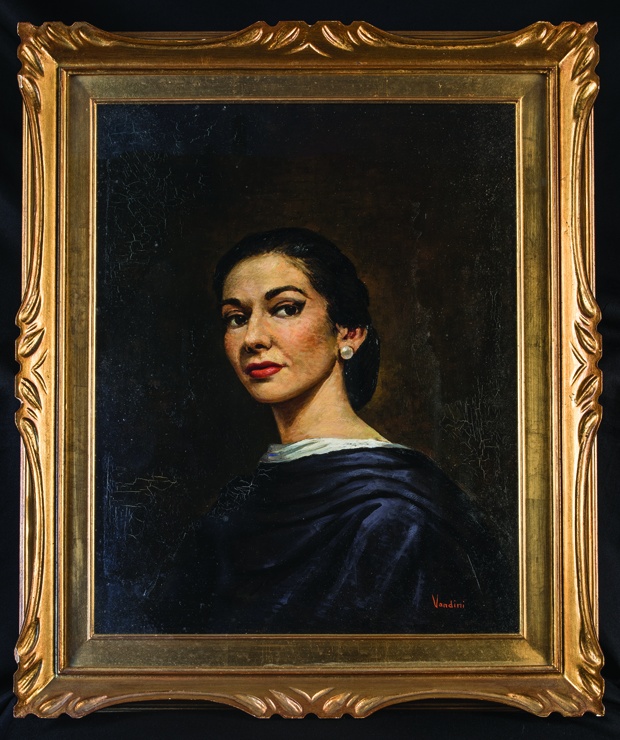 Πορτρέτο ελαιογραφία της Κάλλας από τον ιταλό ζωγράφο Vandini, βασισμένο σε φωτογραφικό πορτρέτο της