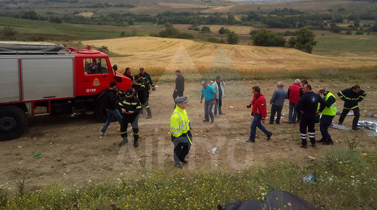 το σημείο όπου το σχολικό λεωφορείο συγκρούστηκε φορτηγό