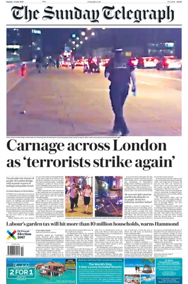 Τα πρωτοσέλιδα των βρετανικών εφημερίδων για τις τρομοκρατικές επιθέσεις στο Λονδίνο