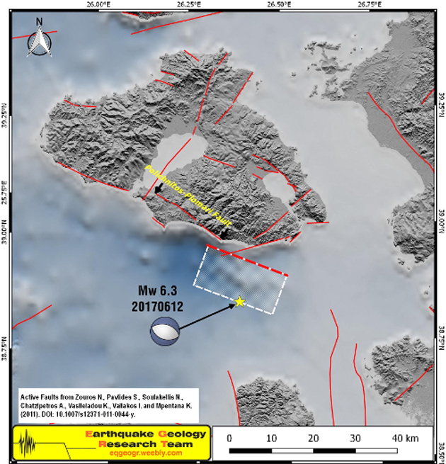  H απεικόνιση της περιοχής του ρήγματος του σεισμού