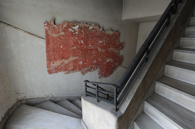 Ρένα Παπασπύρου Οδός Φραντζή 3- Εικόνες στην ύλη (2008), 280 x 185 αποτοίχηση και σχέδιο με μελάνι