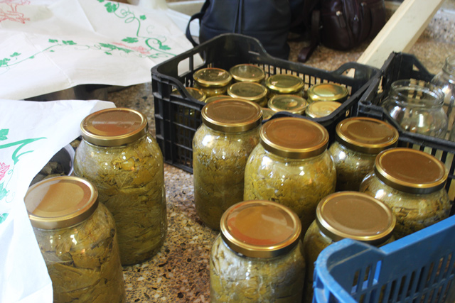 Τα αμπελόφυλλα μαζεύονται τον Μάιο και τοποθετούνται σε βάζα. Στη συνέχεια οι γυναίκες βράζουν τα βάζα και τα φυλάνε στο ψυγείο. Έτσι, τα φύλλα διατηρούνται φρέσκα μέχρι τη μέρα της γιορτής.