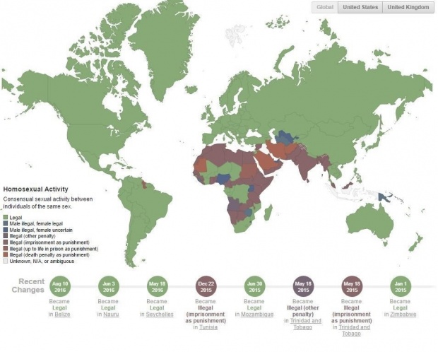 Πού είναι η ομοφυλοφιλία παράνομη;
