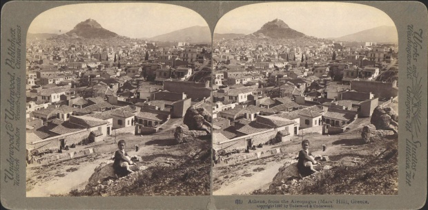 Underwood&Underwood. Άποψη της Αθήνας από τον Άρειο Πάγο, 1897. Από τη σειρά στεροσκοπικών φωτογραφιών GreeceThroughtheStereoscopeτου οίκου Underwood&Underwood