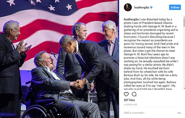 «Συγγνώμη» ζητά ο Τζορτζ Μπους από την ηθοποιό 