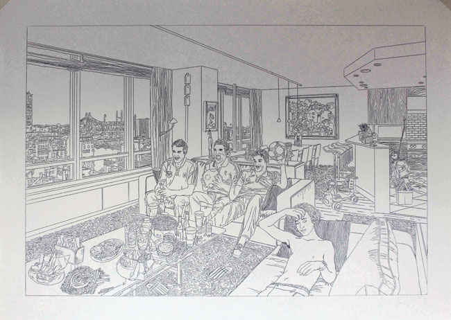 Δώρα Μπελεγρίνου, «Ποδόσφαιρο», 2016. Γραφίτης σε χαρτί, 104 x 72 εκ.