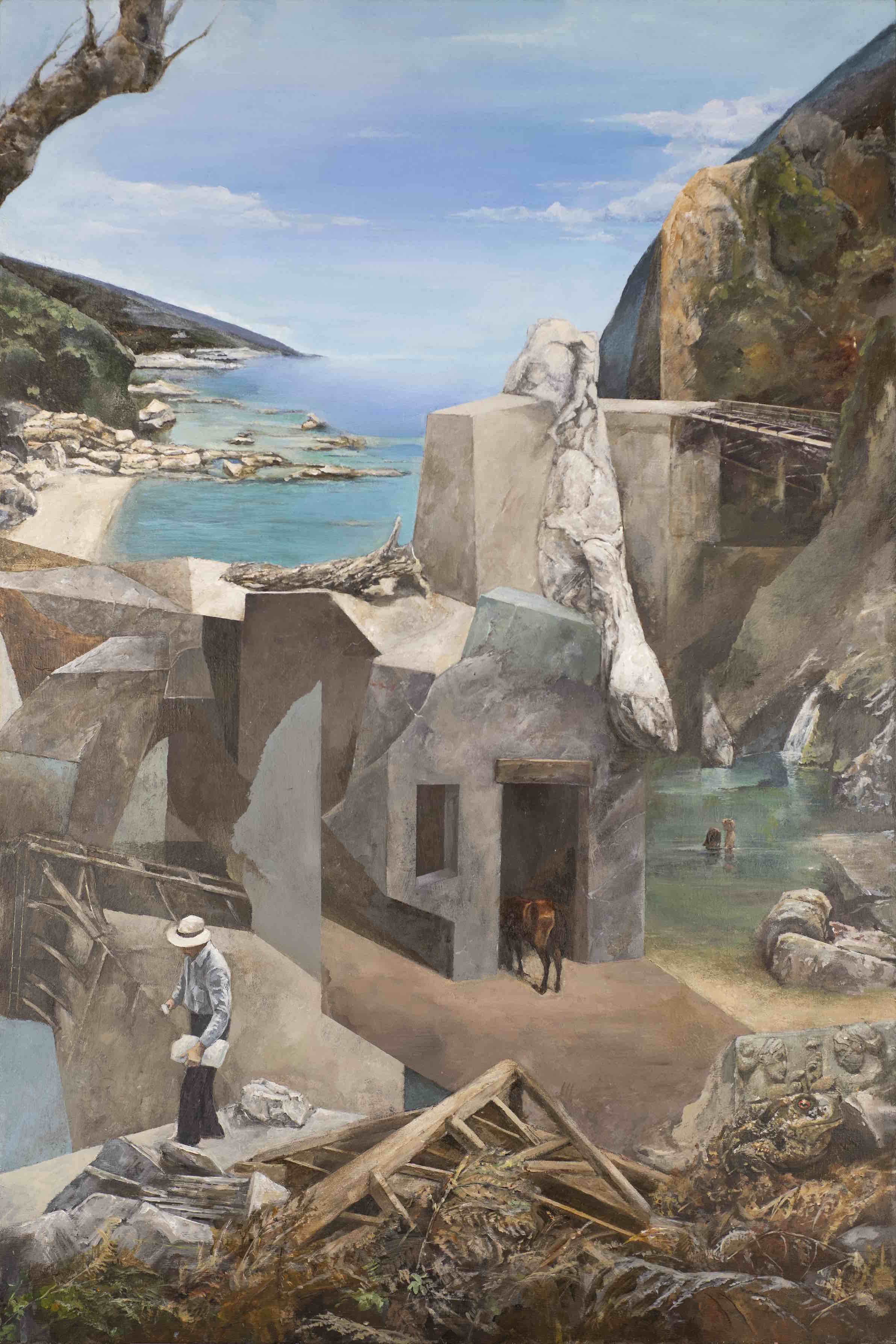 Πίνακας του ζωγράφου Κώστα Πολυχρόνου με τίτλο Δασεία όψη. Από την έκθεση Αρμογές στην Gallery 7. 