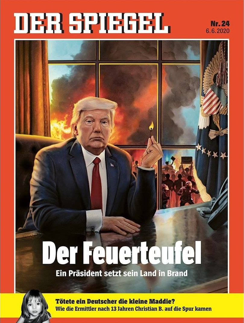 Δολοφονία Τζορτζ Φλόιντ: Ο Ντόναλντ Τραμπ σε ρόλο «εμπρηστή» στο εξώφυλλο του γερμανικού περιοδικού «Der Spiegel»