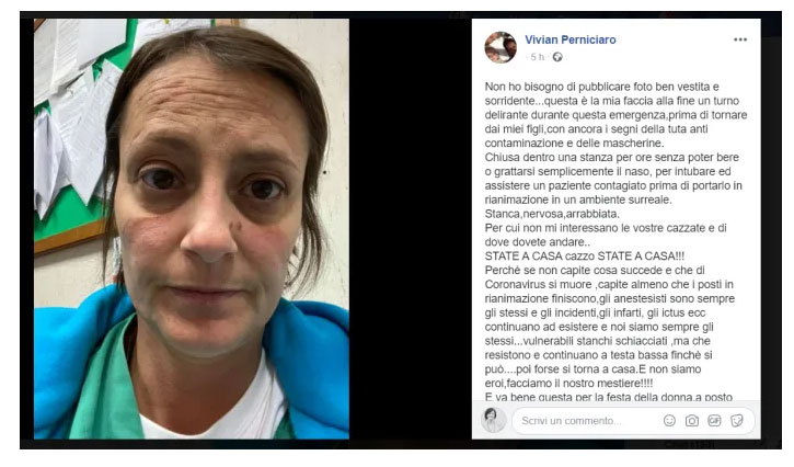 Η οργισμένη ανάρτηση της Ιταλίδας νοσοκόμας για τον κορωνοϊό: «Μείνετε σπίτι, γ@μωτ%»