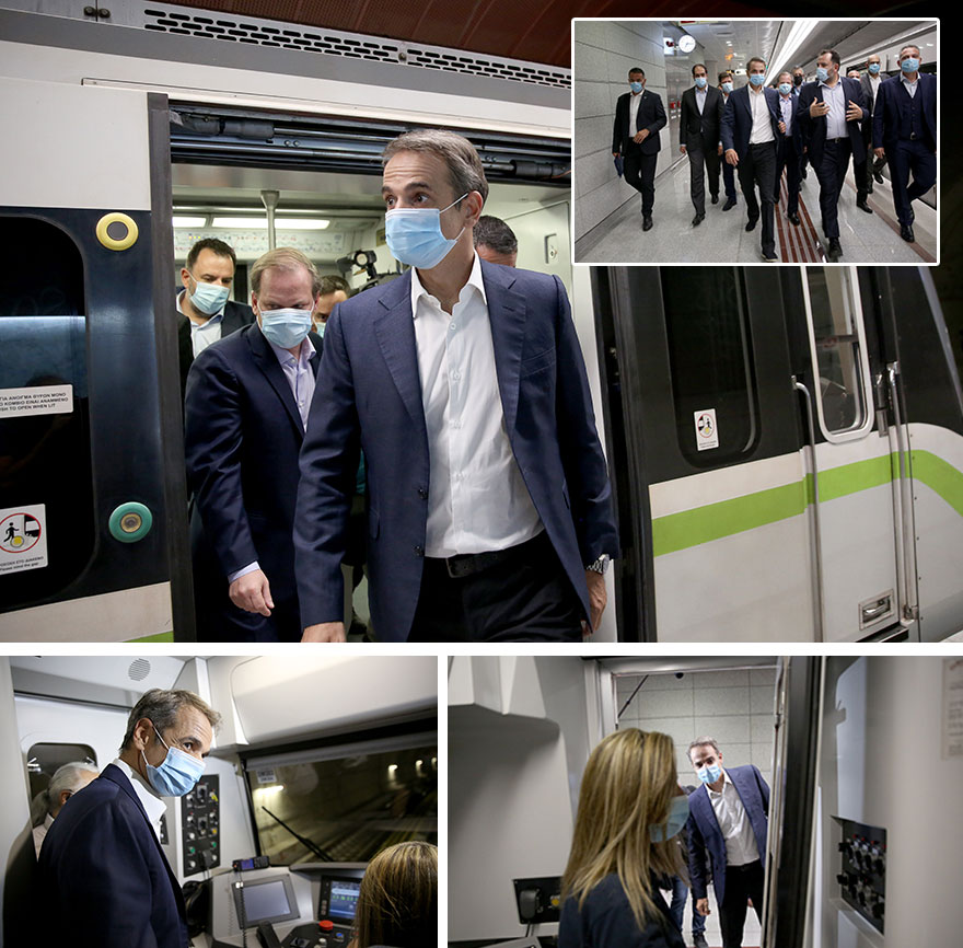 Ο πρωθυπουργός Κυριάκος Μητσοτάκης στα εγκαίνια των τριών νέων σταθμών του μετρό σε Νίκαια, Κορυδαλλό και Αγία Βαρβάρα