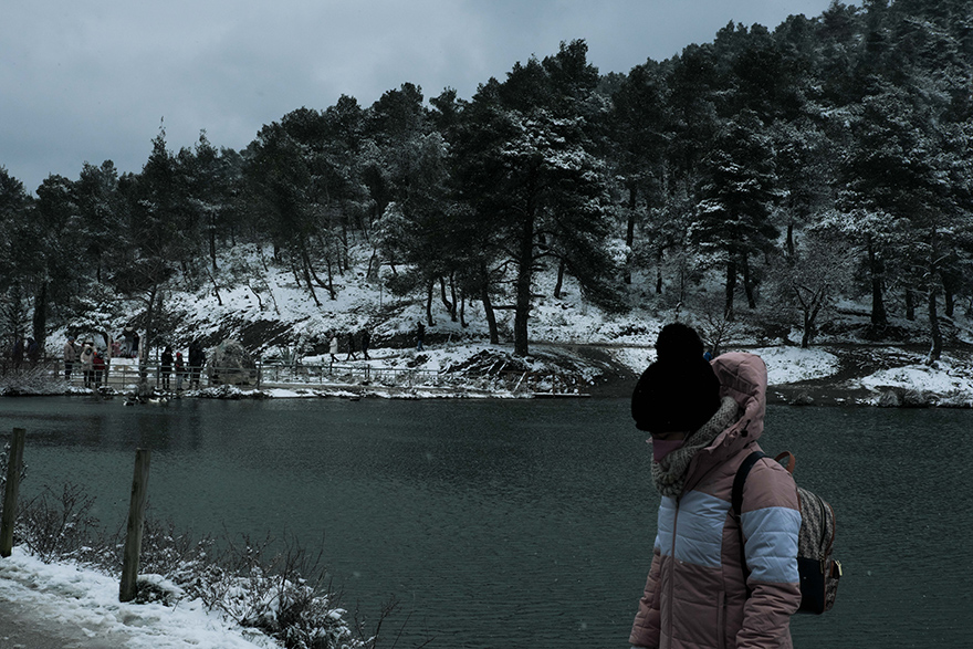 Χιόνια στη λίμνη Μπελέτσι στην Πάρνηθα