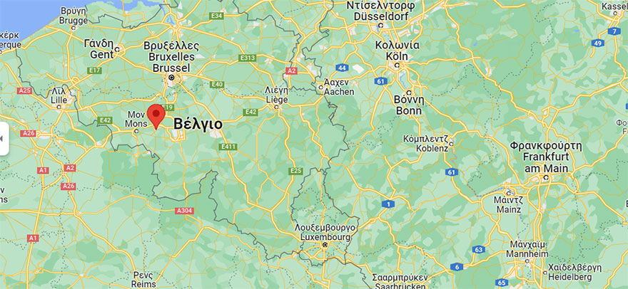 Χάρτης του Βελγίου με το σημείο που βρίσκεται η πόλη Λουβιέρ