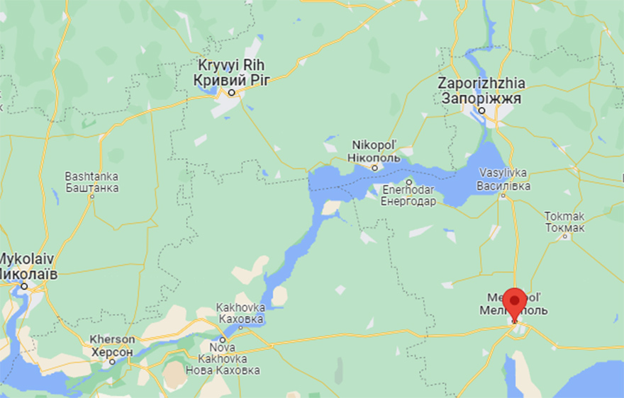 Η Μελιτόπολη, στην περιοχή Ζαπορίζια, βρίσκεται στη ζώνη που κατέλαβαν οι ρωσικές δυνάμεις μετά την εισβολή στην Ουκρανία