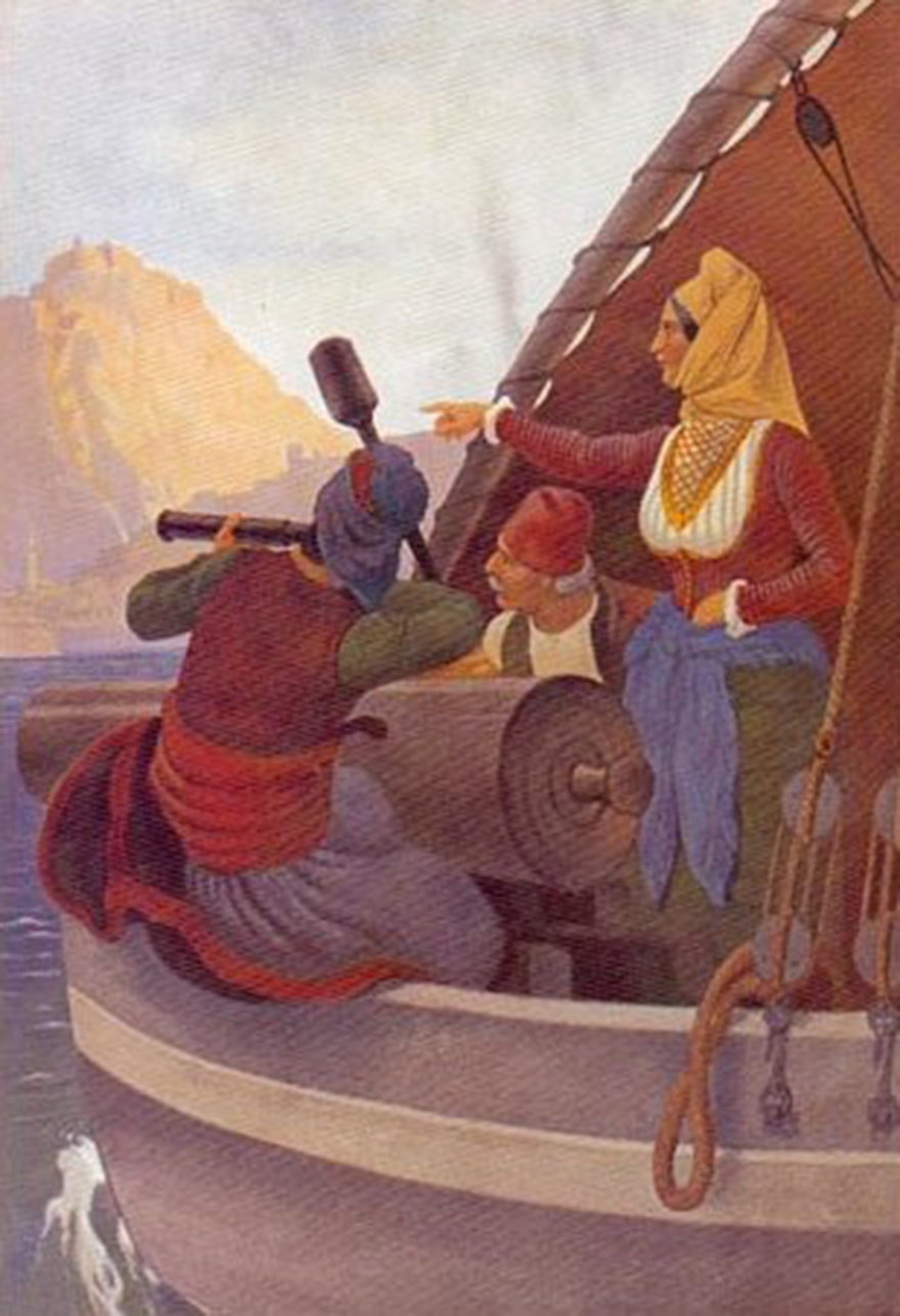 Η Μπουμπουλίνα στο πλοίο «Αγαμέμνων», πίνακας του Γερμανού ζωγράφου Peter von Hess