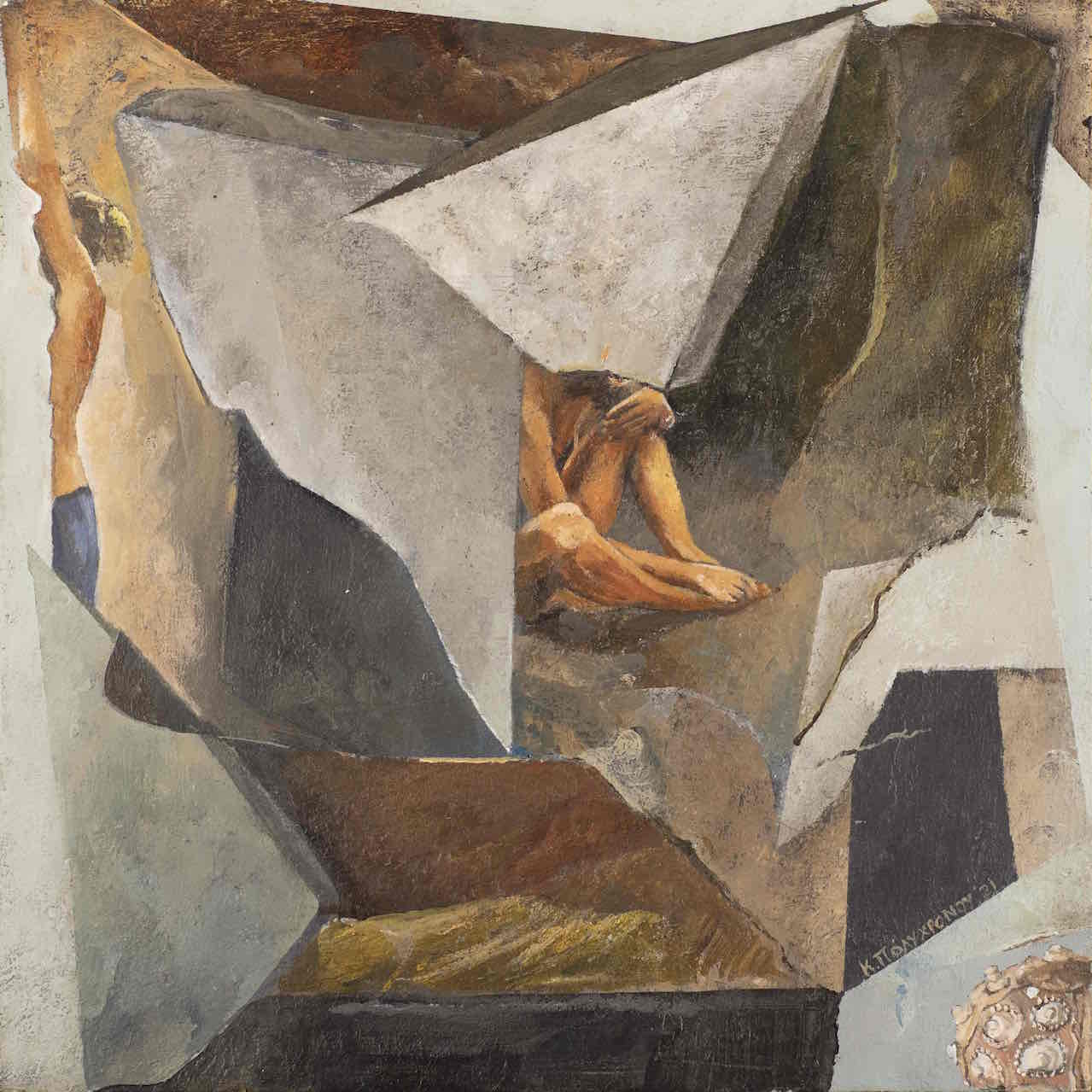 Πίνακας του ζωγράφου Κώστα Πολυχρόνου με τίτλο Παχιά άμμος. Από την έκθεση Αρμογές στην Gallery 7. 