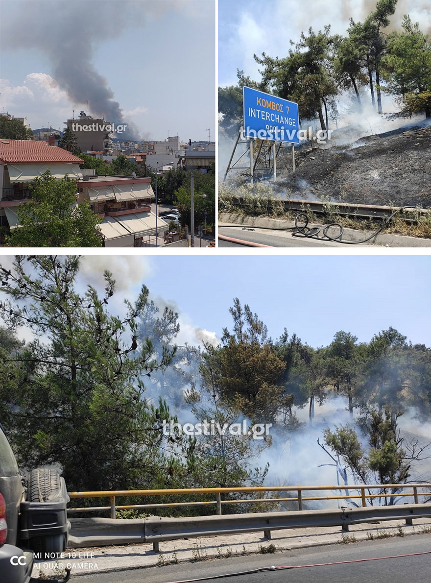 Η φωτιά στο Σέιχ Σου είναι ορατή από αρκετά σημεία στη Θεσσαλονίκη