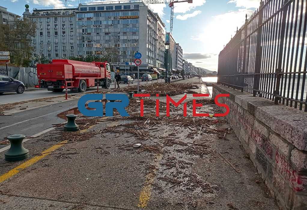 Θεσσαλονίκη: Κλαδιά και αντικείμενα ξέβρασε ο Θερμαϊκός Κόλπος στην παλιά παραλία	