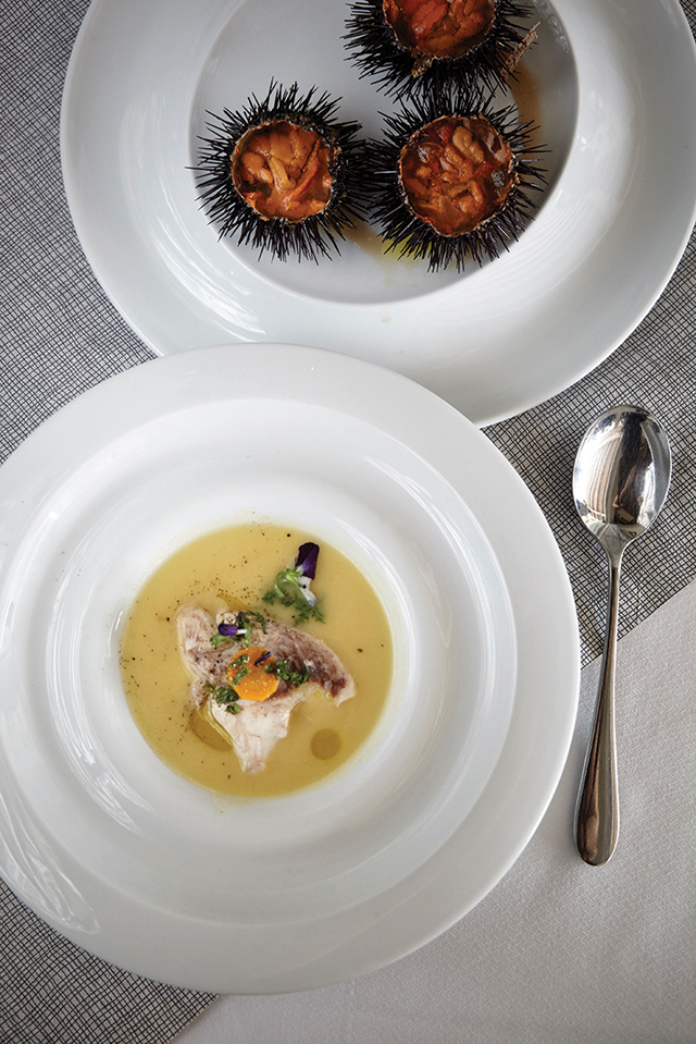 Αλμύρα τσιγαριαστή με αχινούς/ Φωτογραφία: Purple Sheep