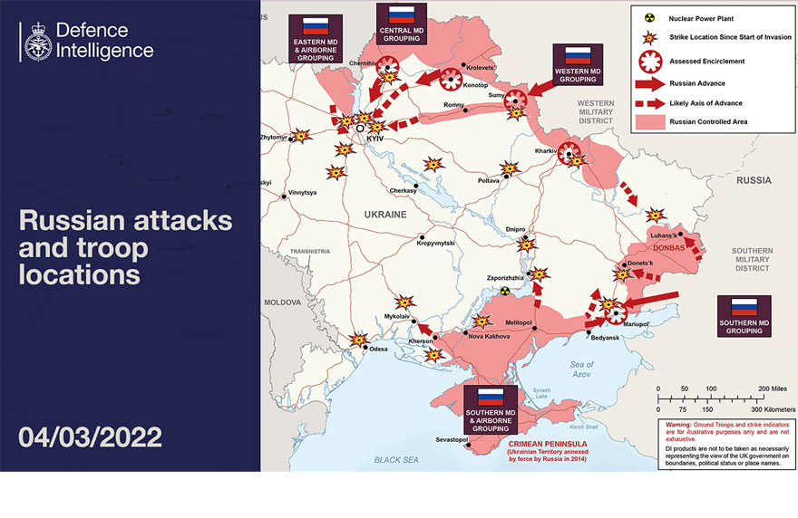 Πόλεμος στην Ουκρανία - 9η ημέρα: Ο χάρτης με τις μάχες και τους βομβαρδισμούς